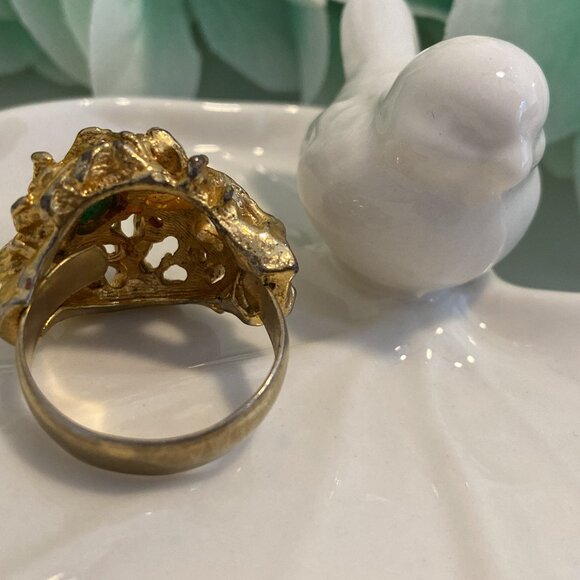 EDCO FAUX PEARL & JADE COCKTAIL RING - Picture 5 of 7